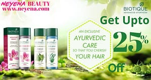 Get up 25% Ayurveda Face care discount on brand Biotique in Neyena Beauty & Cosmetics discount coupon offer deals
