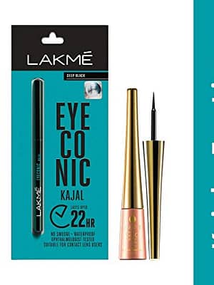 Lakme eyeconic kajal and 9 to 5 impact eyeliner monsoon offer combo sale on neyen beauty and neyena cosmetics, monsoon offer monsoon discount monsoon deals